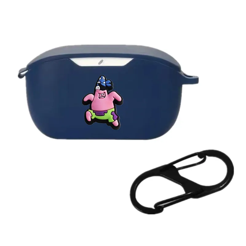 Potdemiel SpongeBob funda para auriculares JBL Wave Buds/Buds2/100 auriculares inalámbricos de silicona carcasa protectora con gancho - imagen 2