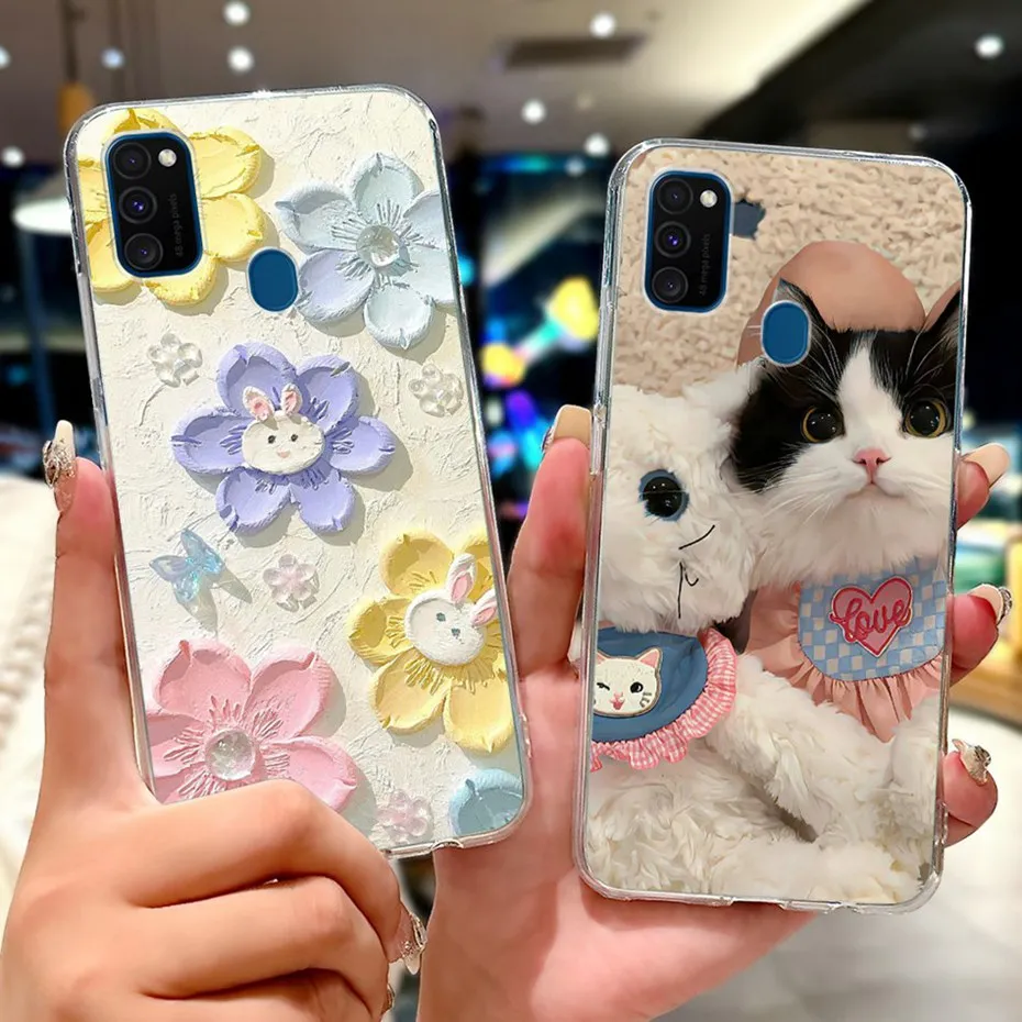 Nuevo diseño de funda de teléfono para Samsung Galaxy M21 M30s, funda trasera delgada de TPU transparente para Samsung M21 M30S, fundas de silicona suave - imagen 2