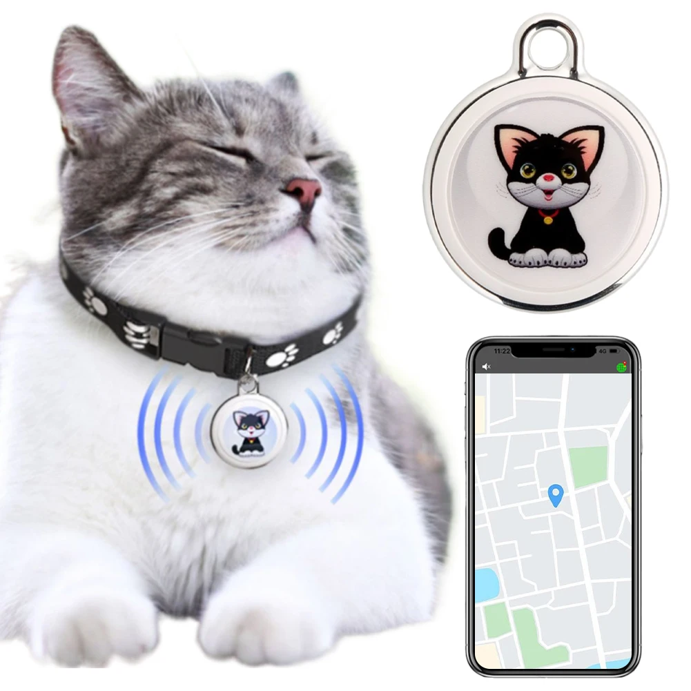 Rastreador GPS antipérdida para mascotas, compatible con Bluetooth, localizador GPS inteligente usable, impermeable, Collar para perros y gatos para Android e IOS