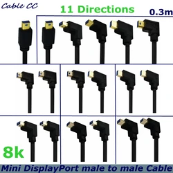 Cable Mini DisplayPort 1.4 macho a macho 8K 90°