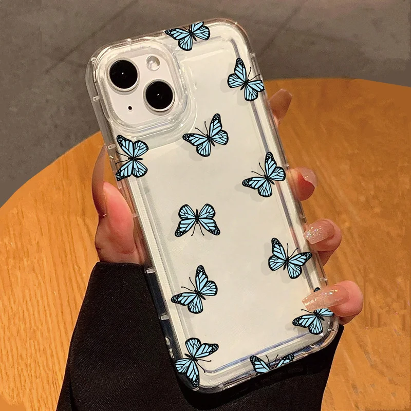 Funda de teléfono con estampado de mariposas de dibujos animados para Vivo Y17s Y78 Y77 Y36 Y35 V40 V29 V27 S15 4G 5G Pro Airbag cubierta trasera transparente anticaída - imagen 2