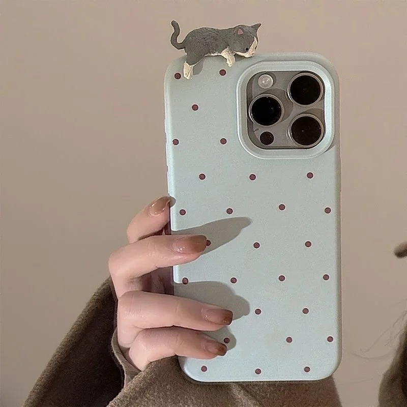 Funda de teléfono decorativa con diseño de gato 3D para iPhone 16 15 14 13 12 11 Pro Max 15 16 Plus, funda de silicona a prueba de golpes - imagen 5