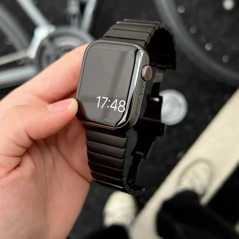 Correa de acero inoxidable para Apple Watch Band Ultra 3 49mm Series 11 10 46mm 42mm 45mm 41mm 38mm pulsera Link iWatch SE 3 40 44mm - imagen 5