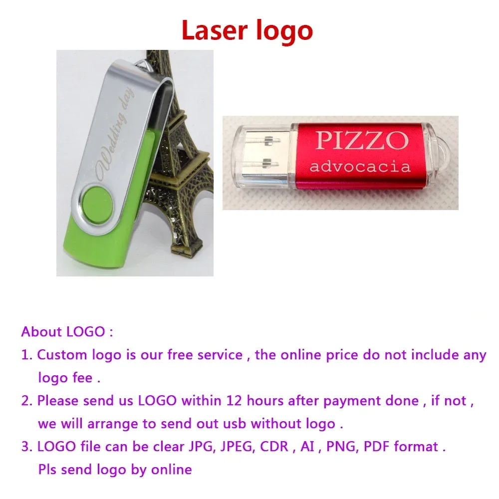 100 unids/lote logotipo gratis unidad Flash USB de metal 128GB 64GB 32GB 8GB 4GB memoria Flash USB Stick pen drive 128mb 512mb PenDrive 2,0 - imagen 2