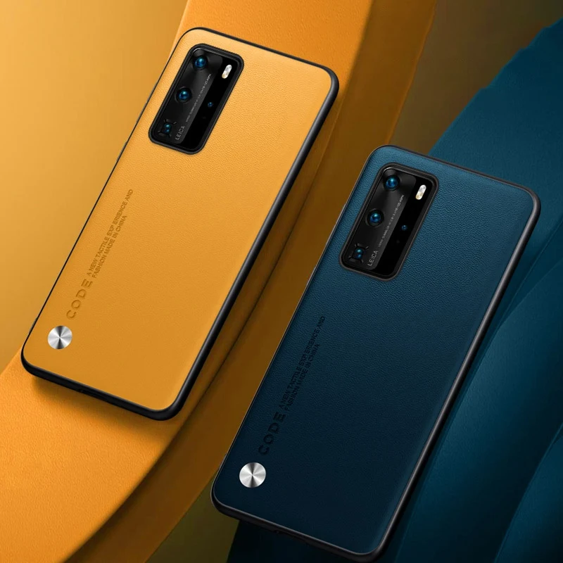Funda de cuero PU de lujo para Huawei P40 Pro Plus, funda trasera de silicona mate, funda de teléfono de protección completa para Huawei P40 Lite 5G 4G - imagen 3