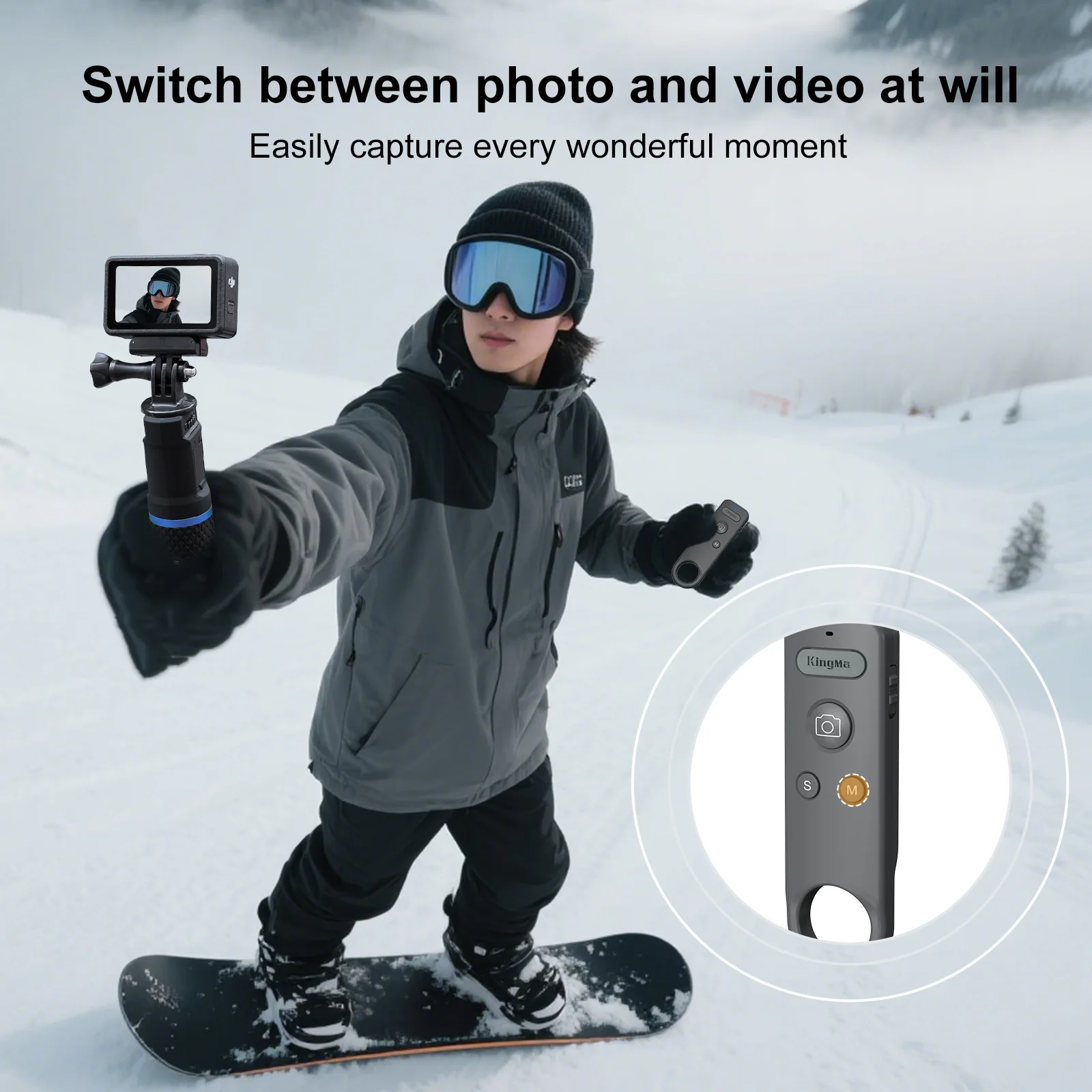 Control remoto inalámbrico Bluetooth para DJI Action5Pro Action4 Osmo 360 función de Zoom accesorios inteligentes de disparo de largo alcance - imagen 5