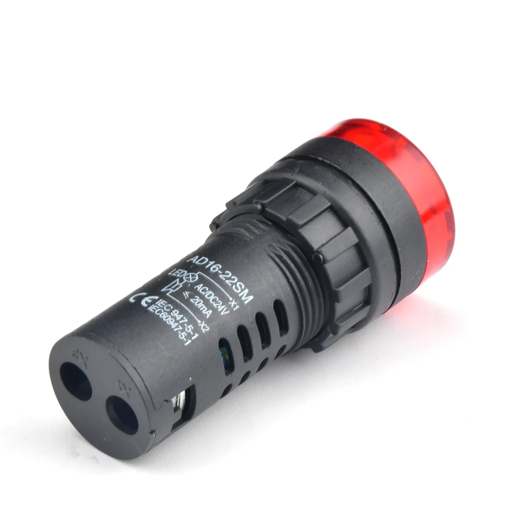 AD16-22SM alarma de zumbador 22mm de diámetro del Panel DC 12V 24V AC 110V 220V luz de señal de Flash LED rojo zumbador activo indicador de alarma de pitido - imagen 3