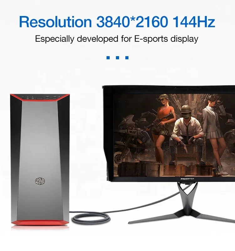 Cable DisplayPort 8K 1,4 240Hz, Cable DP 2m 3m 8K@60Hz,4K@144Hz,Cable de puerto de pantalla trenzado chapado en oro para monitor de juegos de computadora portátil - imagen 3