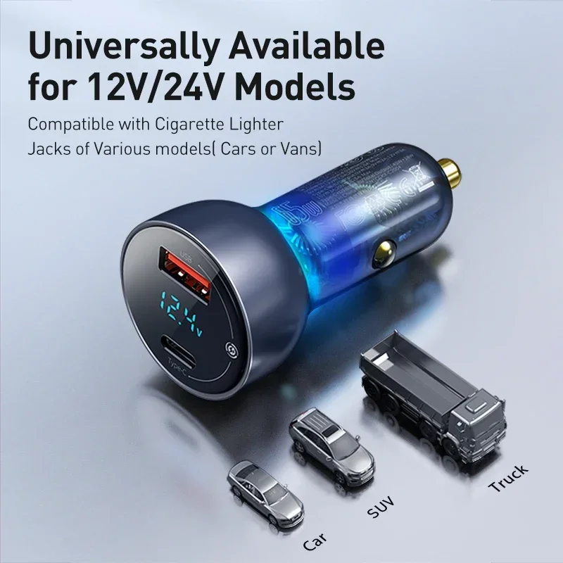 Baseus Cargador Coche USB-C 65W PD Carga Rápida - imagen 2