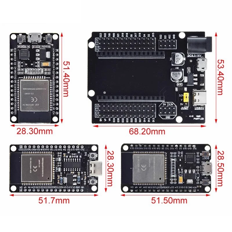 Placa de desarrollo ESP32 CP2102 CH340C WiFi + Bluetooth Módulo inalámbrico de consumo de energía ultrabajo ESP32-WROOM-32 NodeMCU-32S - imagen 2