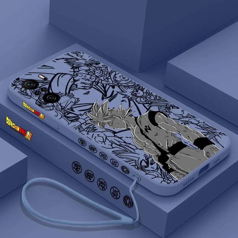 D-Dragon Ball Anime Goku funda para Xiaomi Redmi Note 14 13 12 11 10 9 8 Pro Plus 4G 5G funda de teléfono con cuerda izquierda líquida - imagen 5