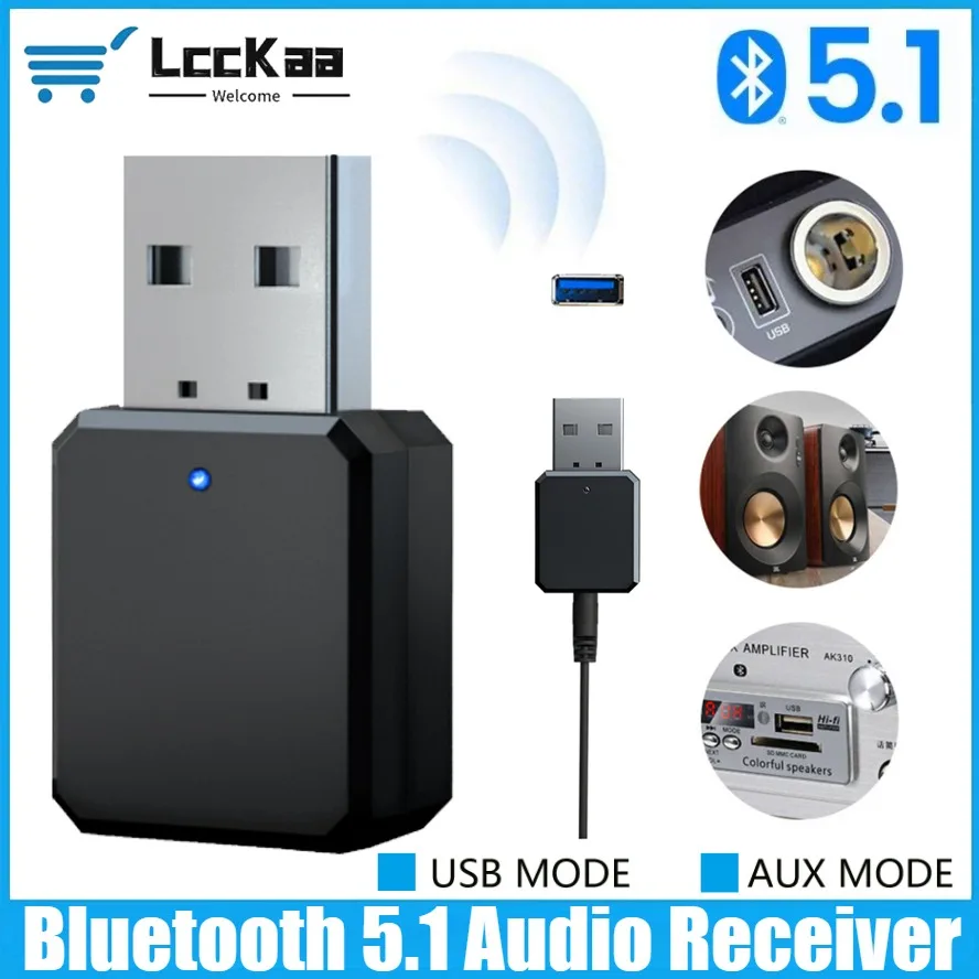 Kit Bluetooth 5,1 para coche, música inalámbrica, adaptador receptor de Audio Aux Usb de 3,5 Mm, estéreo Bluetooth para Radio de coche, vídeo, Mp3, Pc