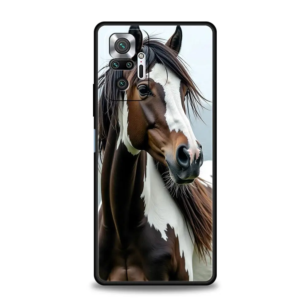Funda de teléfono galoping con caballos blancos y negros para Xiaomi Redmi Note 14 13 12 Pro Plus 5G 9S 9 10 11 4G 14C 13C 12C 10C 9C 9A - imagen 3