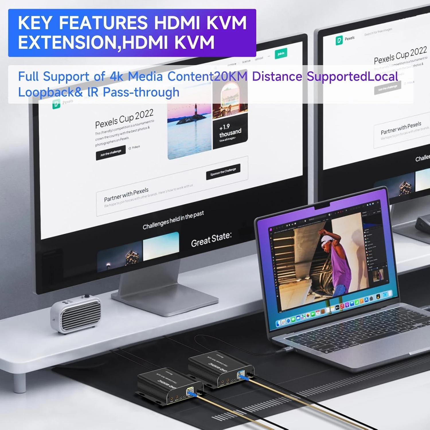 Extensor KVM de fibra HDMI de 20KM, 1080P, 120Hz, 4K, 60Hz, convertidor HDMI sobre fibra óptica, transmisor de vídeo HDMI a fibra óptica para PC y TV - imagen 3