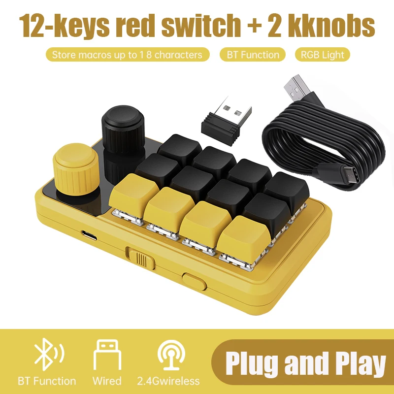 Teclado con perilla personalizada Macro de programación RGB, 3 teclas, copia de pasta, Mini botón, teclado para juegos de Photoshop, Macropad mecánico Hotswap - imagen 2