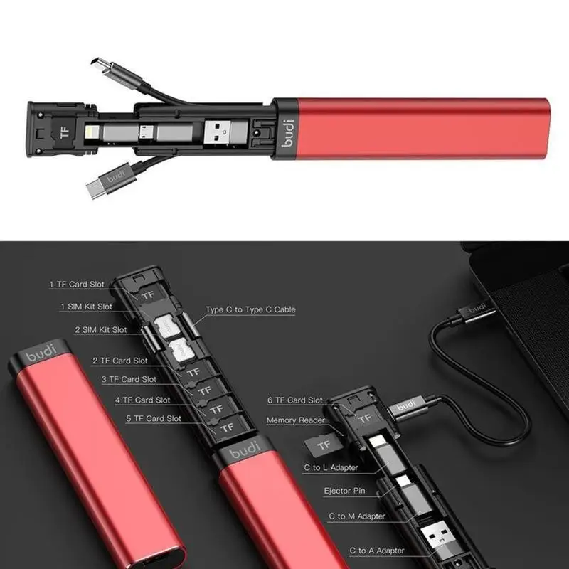 BUDI Adaptador Multifunción Móvil – Lector SIM TF Cable Datos - imagen 3