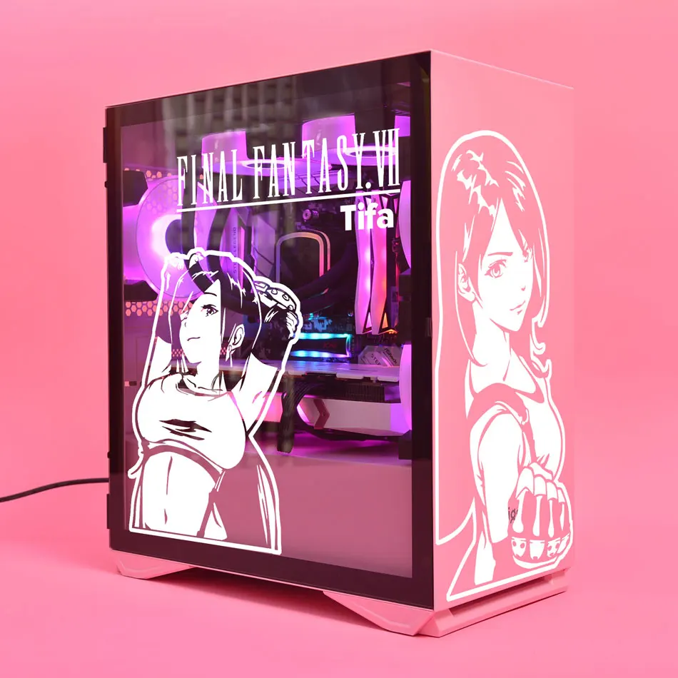 Pegatinas de anime Cloud Strife para carcasa de PC Atx, calcomanías decorativas de personajes de juego para chasis de computadora de juegos, pegatina de vinilo impermeable - imagen 3