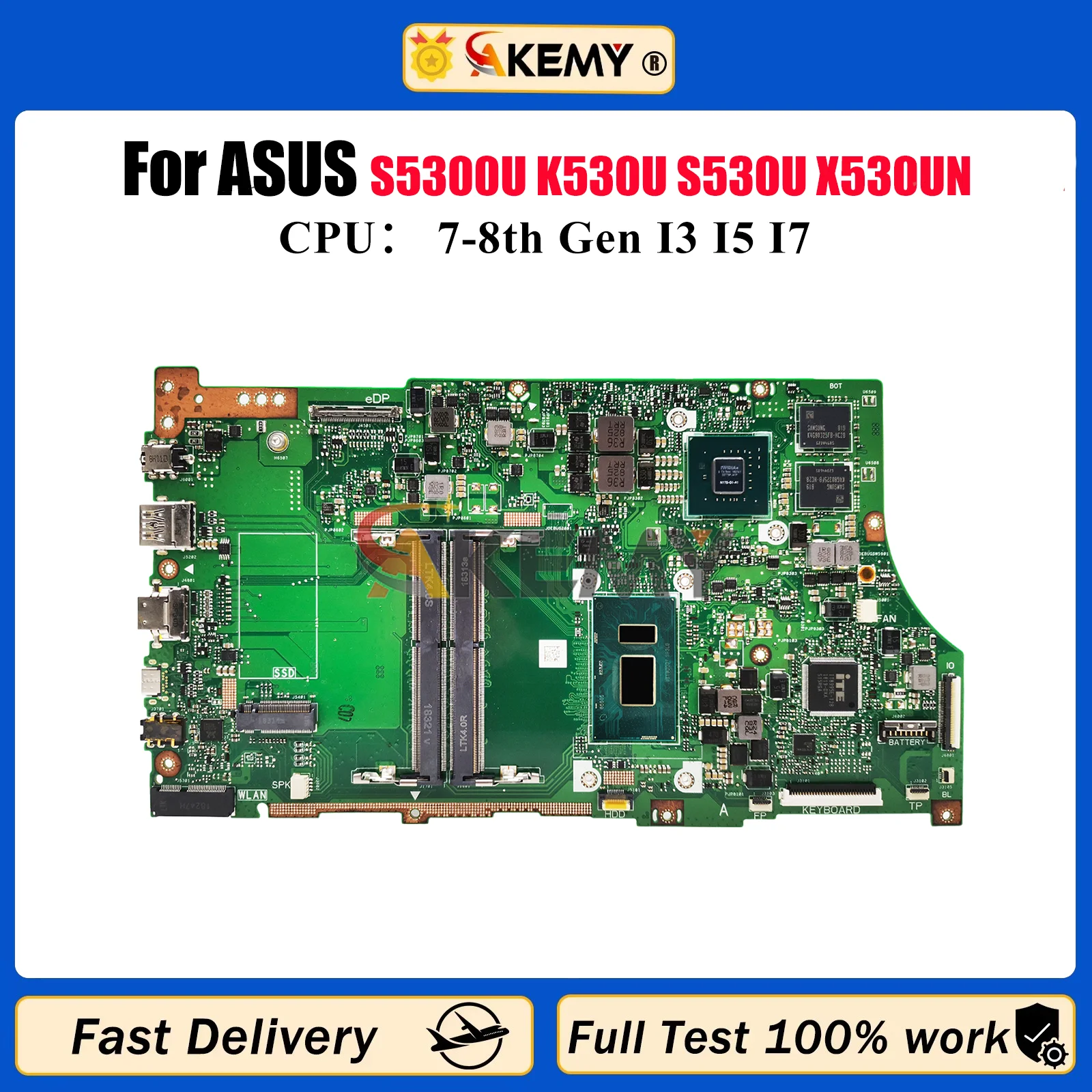 Placa base para ordenador portátil X530UN para ASUS VivoBook X530U S5300U K530U S530U X530UN placa base para portátil con CPU I3 I5 I7 110% pruebas OK