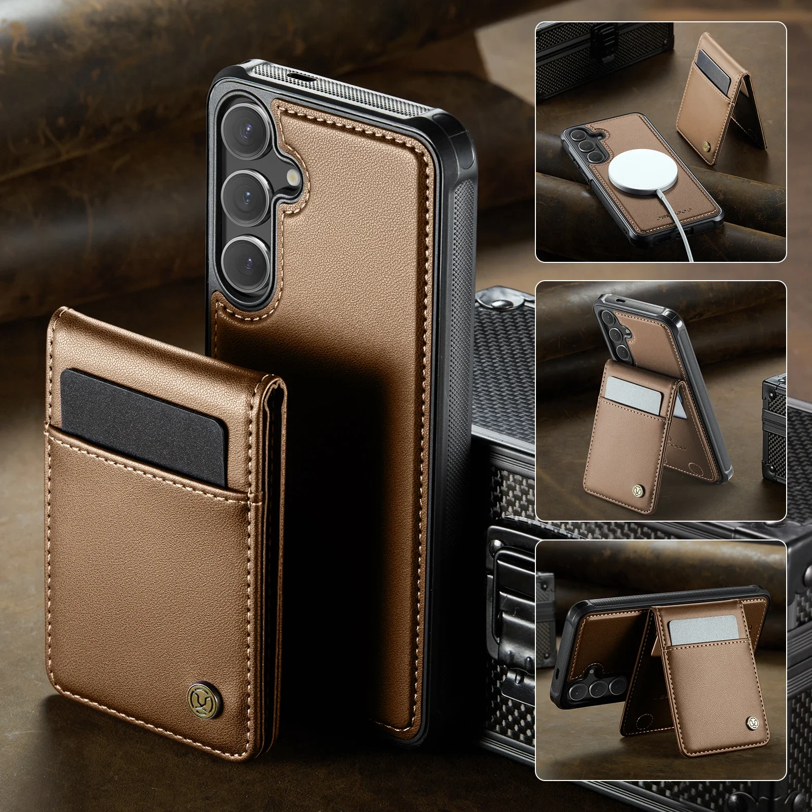 Funda Solt 2 en 1 con tarjetas verticales desmontables magnéticas para Samsung Galaxy S25 Ultra S24 S23 Plus A56 A16, funda con soporte tipo billetera - imagen 5