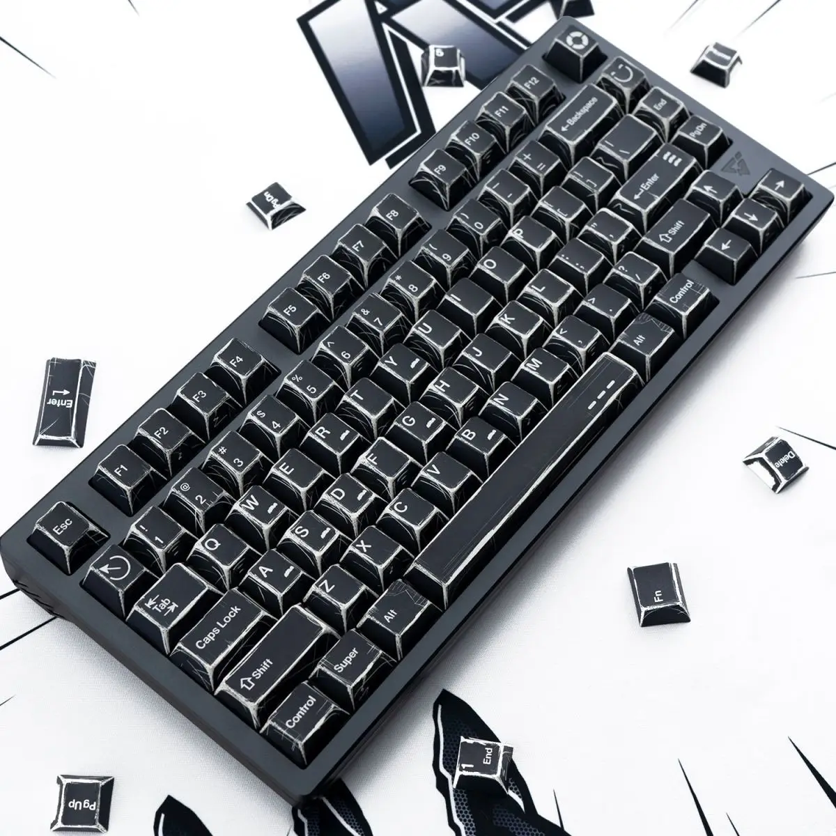 Teclas PBT de sublimación de tinte de cómic negro coreano/alemán/inglés teclas de teclado de perfil de cereza para interruptores MX Keybaord - imagen 2