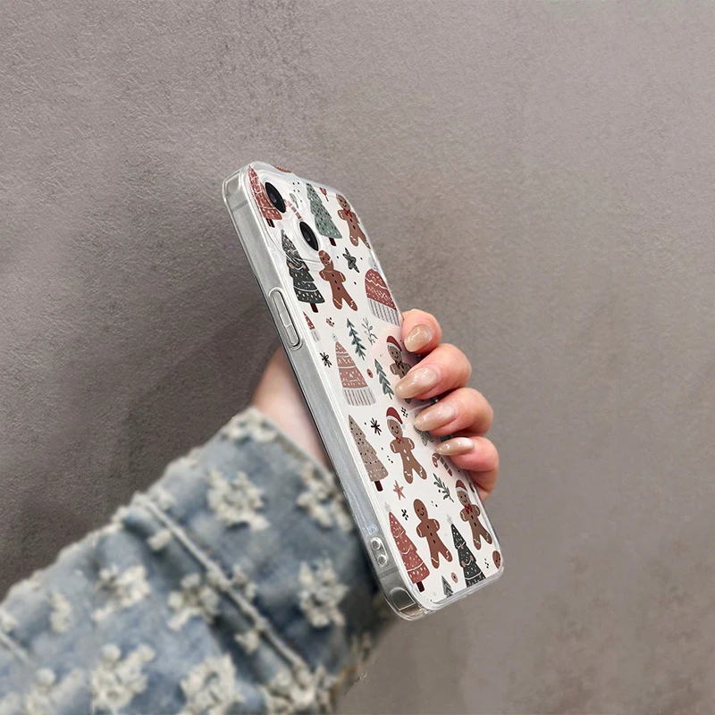 Funda transparente navideña de hombre de jengibre para iPhone 16 15 14 13 12 Mini 11 Pro Max XS X XR 8 7 Plus Funda de silicona a prueba de golpes - imagen 3