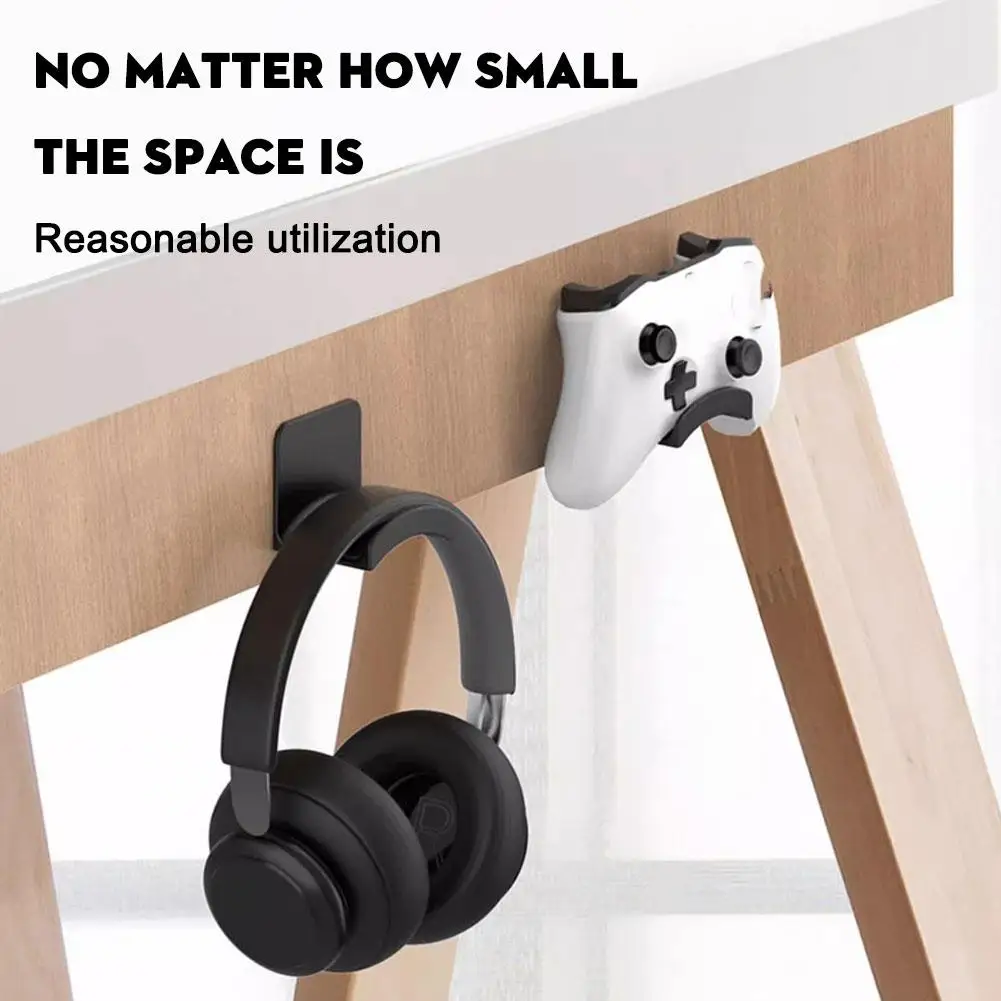 Soporte Universal para auriculares, colgador de montaje en pared de plástico adhesivo, debajo del escritorio, soporte para auriculares para juegos - imagen 4
