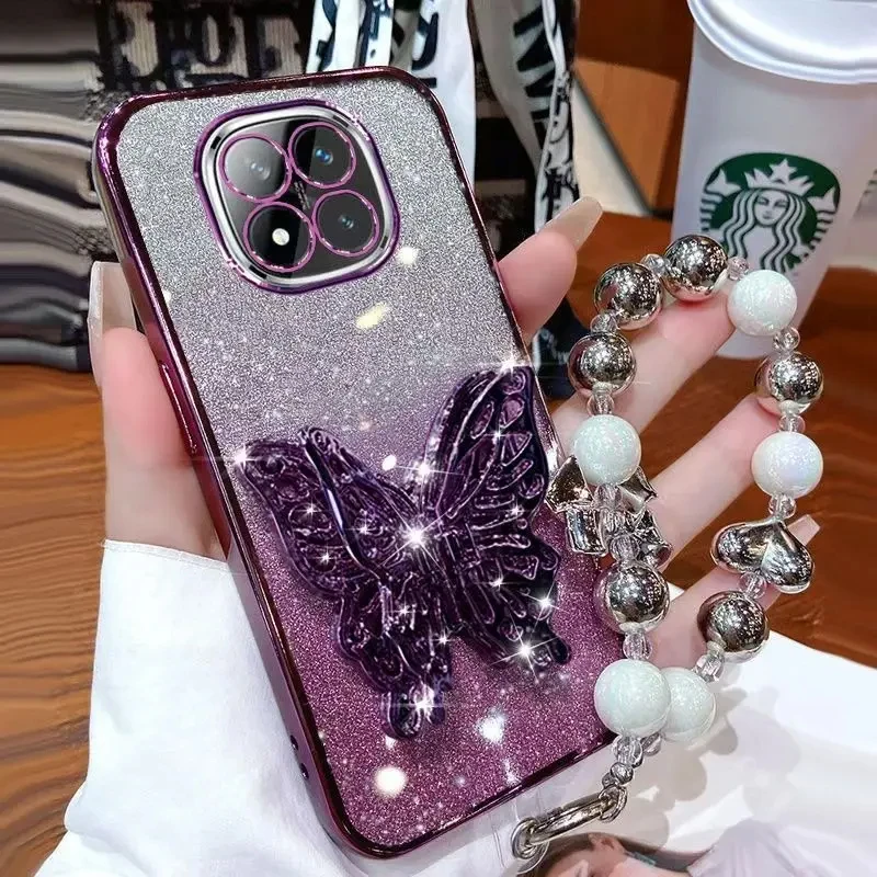 Funda con purpurina para teléfono con pulsera y soporte de mariposa para OPPO A5 Pro A5X A3X A80 A60 A40 A18 A38 A98 A58 A79 - imagen 4