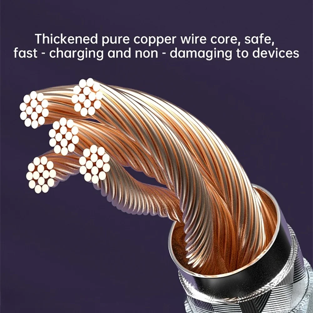 PD 2 en 1 Cable de carga rápida 6A Nylon trenzado sincronización de datos USB A tipo C a relámpago sin enredos para tableta electrónica portátil - imagen 3