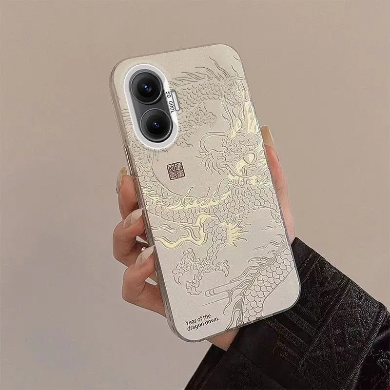 Para Poco F7 5G Funda armadura dargon patrón mate Protector contraportada para Xiaomi Poco F7 F 7 PocoF7 Funda a prueba de golpes - imagen 5