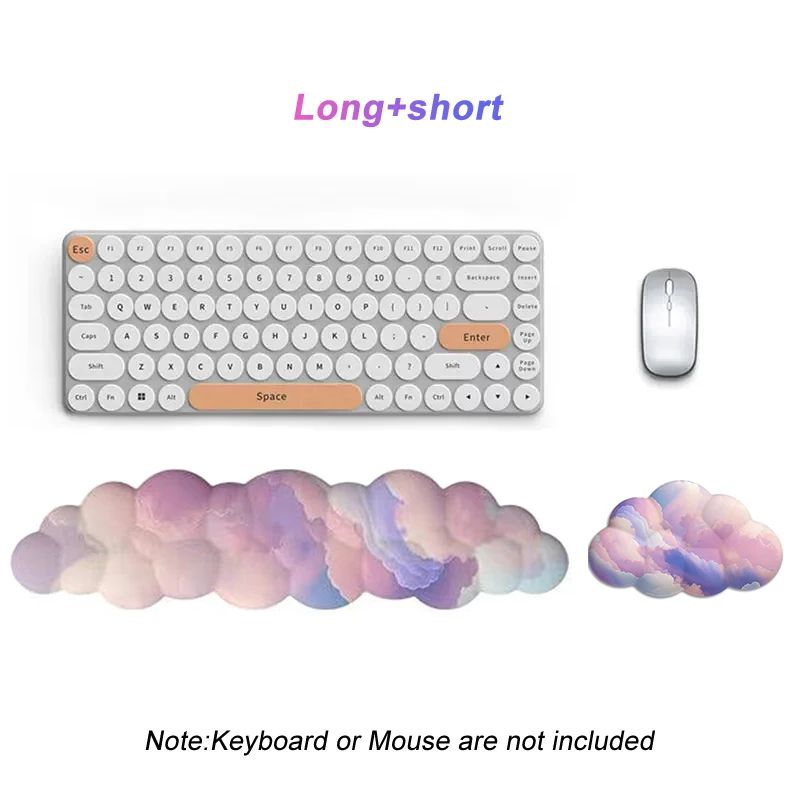 Reposamuñecas para teclado y ratón en la nube, ergonómico, para escribir en la oficina, protege la relajación, alfombrilla de ratón de espuma viscoelástica para ordenador de escritorio y oficina - imagen 3