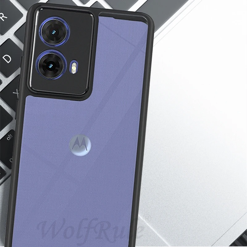 Funda para Moto G85, carcasa transparente a prueba de golpes, marco negro - imagen 2