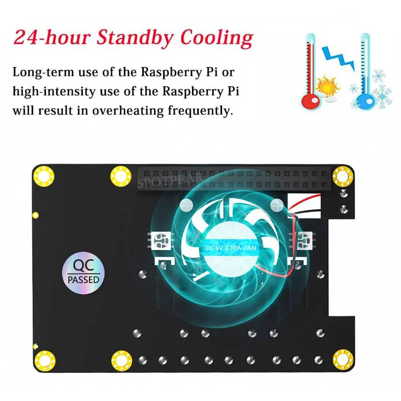 Placa de relé de potencia Raspberry Pi, módulo de expansión de 3 canales, carga de hasta 10Amp/250VAC con ventiladores de refrigeración y RGB-LED - imagen 5
