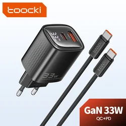 Toocki Cargador USB tipo C GaN con pantalla digital PD carga rápida