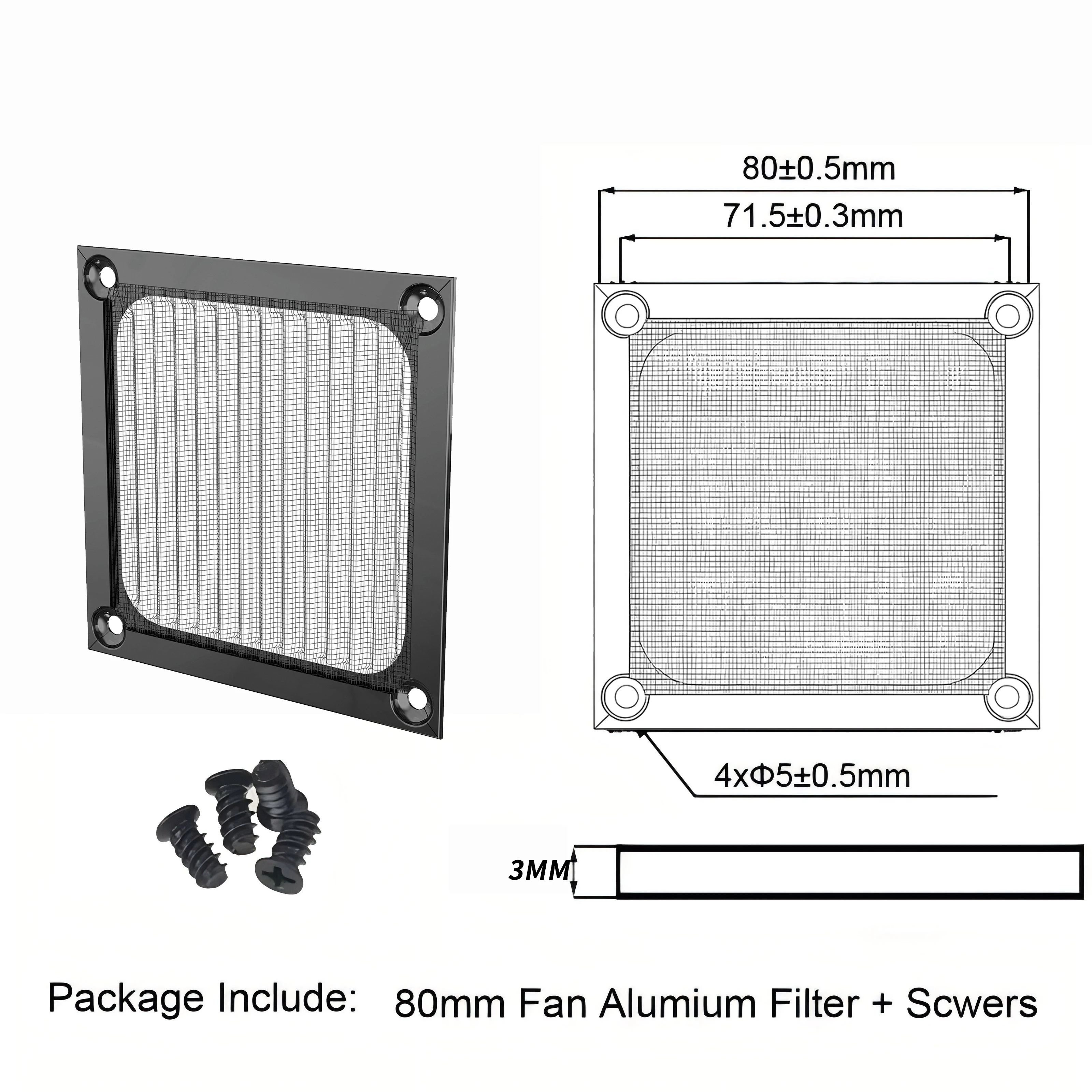2 uds 80mm 8CM filtro de polvo de ventilador negro ventilador de PC cubierta de aluminio a prueba de polvo protector de ventilador de red - imagen 5