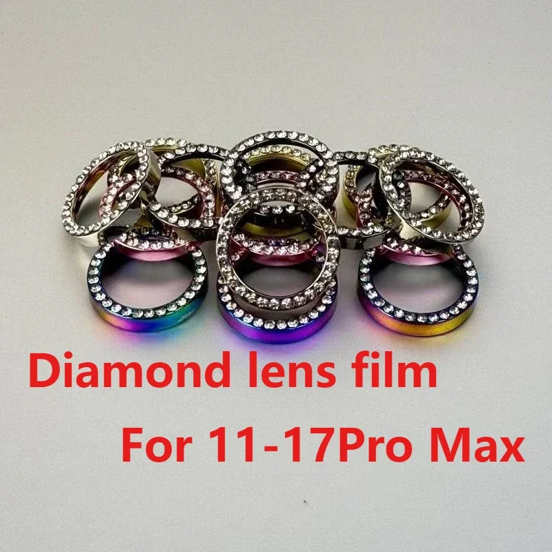 1-3 uds protección de lente de cámara de diamante naranja púrpura para 17 Pro Max Plus 15 14 17 Pro Max 12 13 Mini accesorio Protector de vidrio - imagen 2