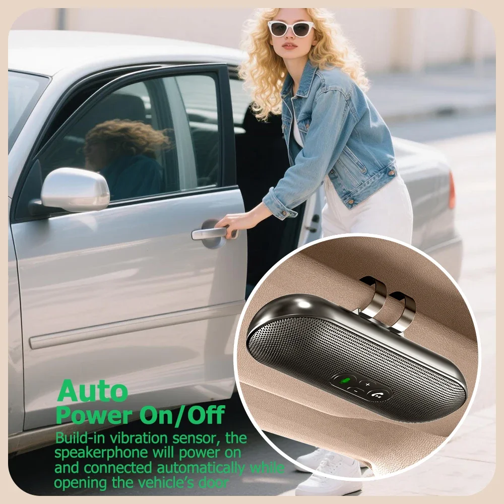 Kit manos libres Bluetooth 5,4 para coche, altavoz con visera, reproductor de música, altavoz de 6W, receptor de música inalámbrico con asistente de voz - imagen 4