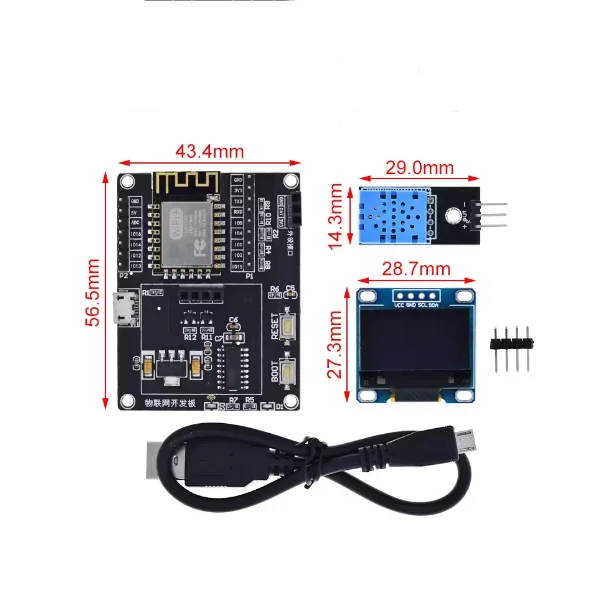Kit de bricolaje de estación meteorológica ESP8266, Kit de inicio Arduino IoT, pantalla OLED 0,96 D1 MINI módulo inalámbrico Wi-Fi Bluetooth - imagen 2