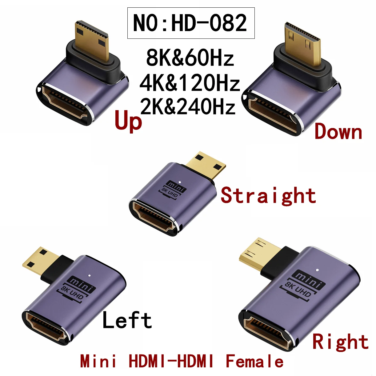UHD 8K 48Gbps HDMI Mini Micro adaptador 90 270 grados ángulo recto Mini Micro HD macho a HDMI Compatible hembra adaptador Contector - imagen 2