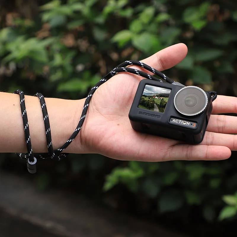 Funda de silicona suave 2 en 1, funda protectora anticaída, cordón para el cuello, juego de correas para muñeca para Dji OSMO ACTION 3, accesorios para cámara - imagen 3