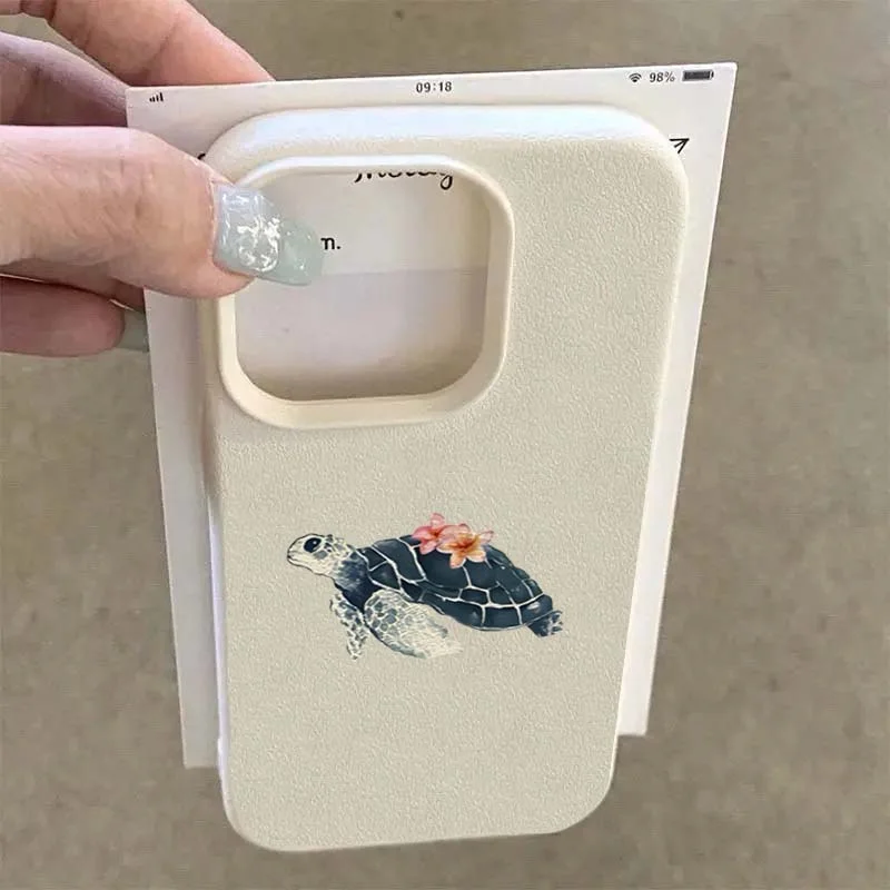Para iPhone 16 15 14 13 12 11 Pro Max Funda Floral tortuga marina patrón de acuarela Funda de teléfono para iPhone XS XR X 16 Plus 16E Funda - imagen 3