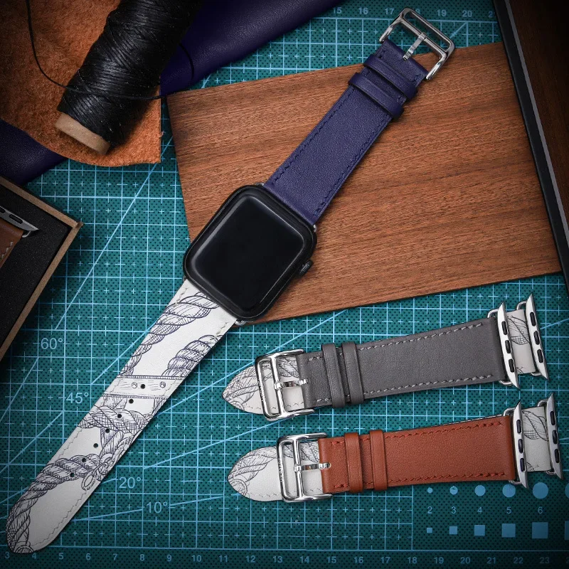 Correa de cuero para reloj Apple, 46mm, 44mm, 49mm, 45mm, 42mm, 40mm, 38 y 41mm, pulsera iWatch Series 10 Ultra 9 8 7 6 5 4 3 SE - imagen 4