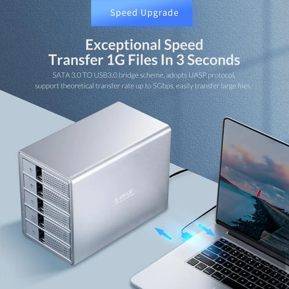 ORICO-estación de acoplamiento para disco duro serie 95, carcasa de aluminio con adaptador de corriente interno de 3,5 W/72W, 150 ", USB3.0, 64TB, 4 bahías - imagen 3