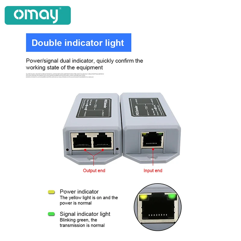 Herramientas extensoras POE de 1to2 puertos, función de protección contra rayos, estándar IEEE 802.3af/at de 48V para cámara IP NVR, extensión POE de 100 metros - imagen 4