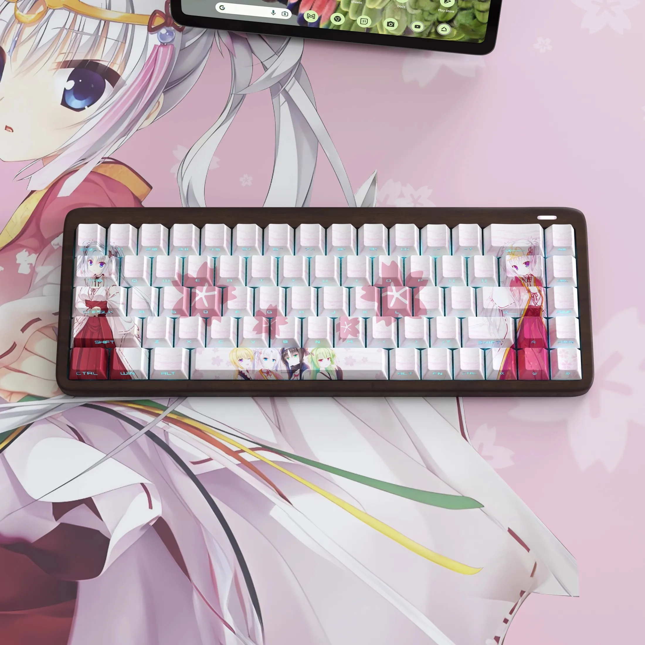 125 teclas Senren Banka Tomotake Yoshino Keycaps PBT tinte subcama Anime teclas de dibujos animados perfil de cereza retroiluminado Keycap para interruptor MX - imagen 2