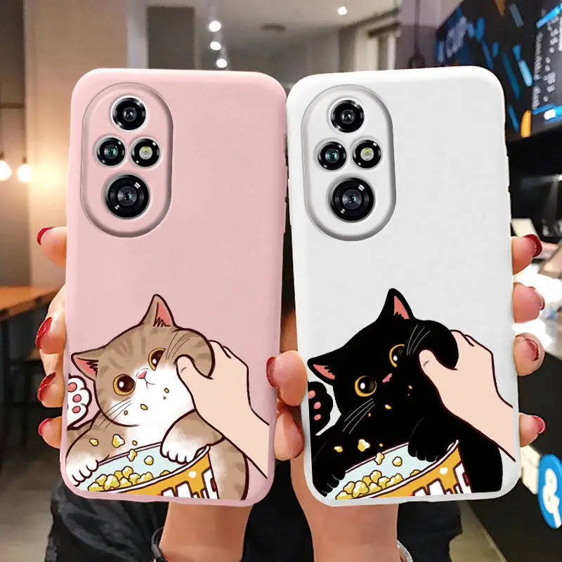 Funda de dibujos animados para Huawei NOVA 9 Honor 50 70 X7 X7A X7B 90 Lite 90 Smart X5 Plus 200 Pro 200 Lite funda de gato bonita carcasa trasera suave - imagen 3