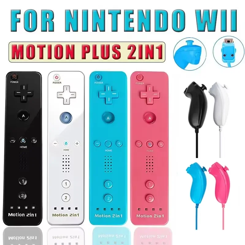 Para Nintendo Wii Joystick 2 en 1 mando inalámbrico remoto Gamepad Set opcional Motion Plus con funda de silicona Videojuego - imagen 2