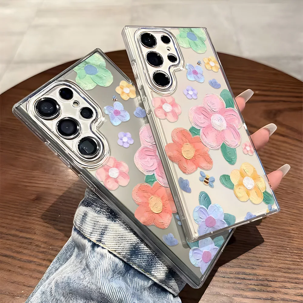 Shockproof Flower Phone Case For Samsung Galaxy S25 Ultra Funda S24 Plus S23 S22 S21 S20 FE Transparent Soft Silicon Cover Coque - imagen 4