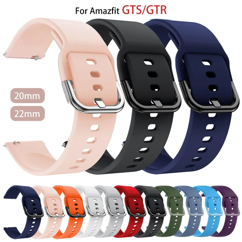 20mm/22mm band For Amazfit GTS/2/2e/3/4 GTS2 Mini/GTR 4/3/Pro/47mm/GTR2/2e/stratos 2/3 Silicone Bracelet Amazfit bip Watch strap