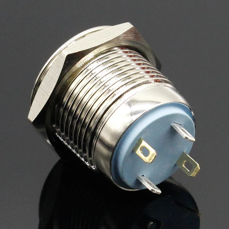 Interruptor de botón de Metal de reinicio automático de 16mm luz Led de cabeza plana momentánea rojo amarillo azul verde blanco 3V 12V 24V 220V - imagen 2