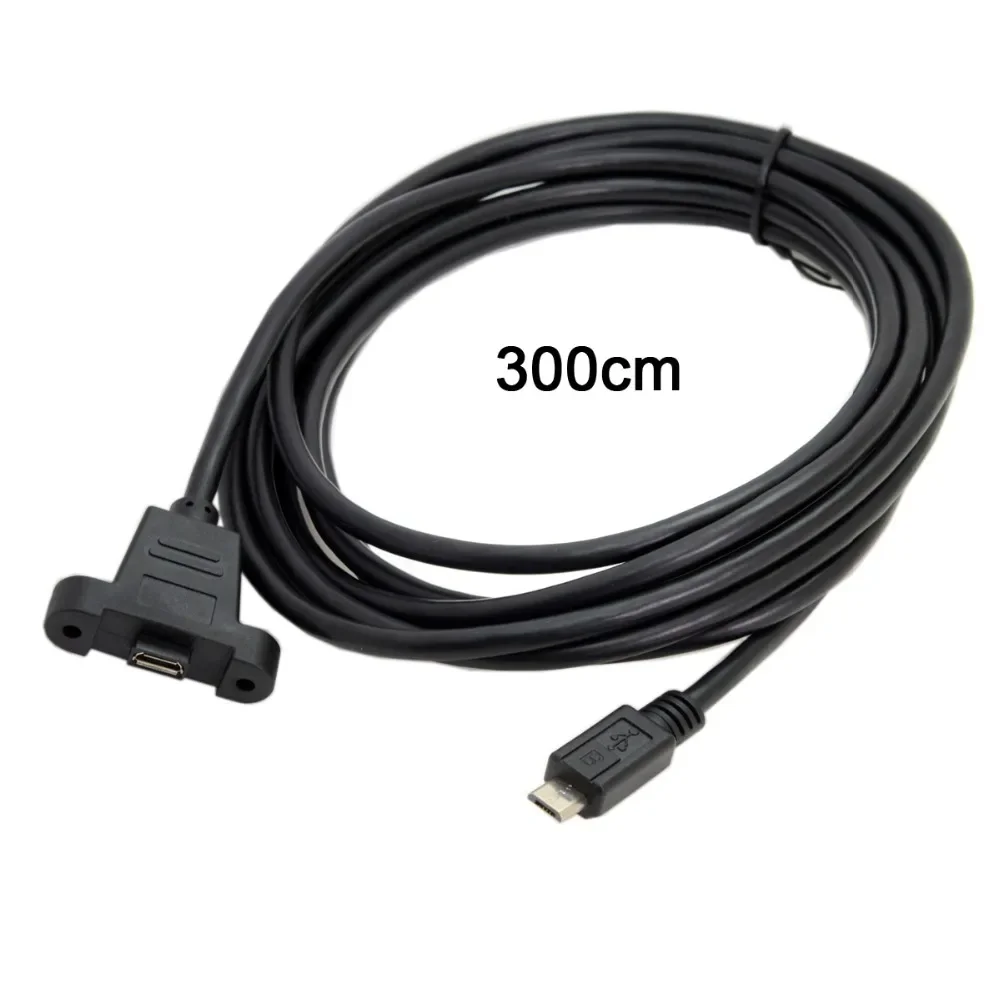Conector macho Micro USB 2,0 de 5 pines a Cable de extensión hembra Micro USB 2,0 30cm 50cm 3M 5M con tornillos orificio de montaje en Panel - imagen 5